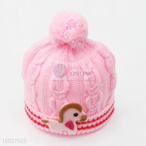 New Style Lovely Warm Knitted Winter Children Pink Hat