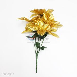 7 Heads Golden Flower Decoration Artificial Flower/ For Chrisrmas