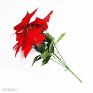 5 Heads Red Flower Decoration Artificial Flower For Chrisrmas