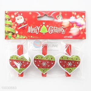 Christmas heart shaped decoration wooden clip