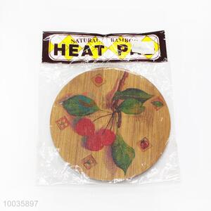 Flower Pattern Round Bamboo Placemat/Heat Pad