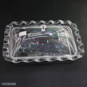 Transparent acrylic rectangle cake/dessert plate with wavy edge&cover