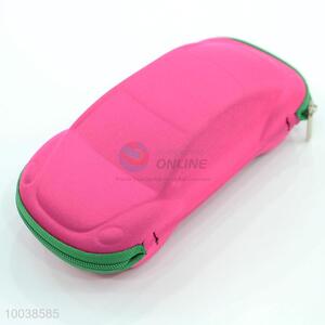Car shaped pink eye glasses case with zipper
