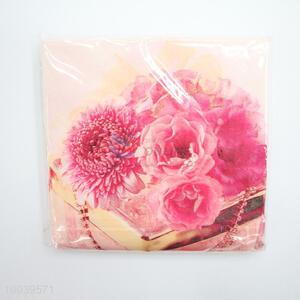 High Quality Pink Flower Pattern Square Napkin