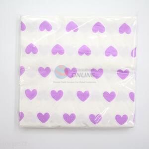 Purple Heart Pattern White Square Napkin