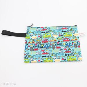 B6 New Design Colourful Cars Printed Leather Waterproof File Bag with Zipper