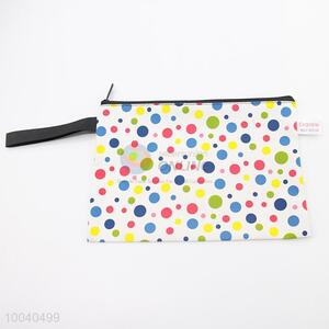 B6 Hot Sale Colourful Dots Printed Leather Waterproof File Bag with Zipper