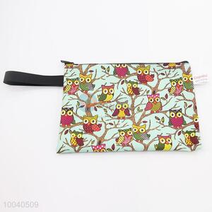 B6 Promotional Colourful Owls Printed Leather Waterproof File Bag with Zipper