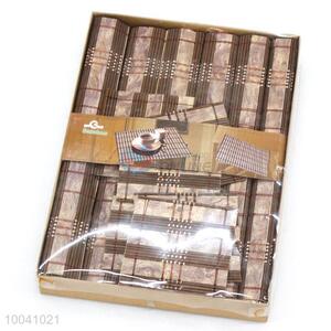 Hot sale 45*30cm 6 pcs/set bamboo placemat & 6 pcs/set bamboo cup mat skin packing