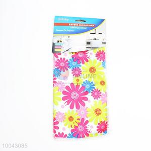 Flower microfiber printed dish cloth for home kitchen and restaurant