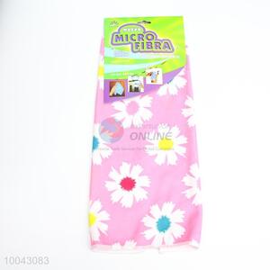Pink microfiber printed dish cloth for home kitchen and restaurant