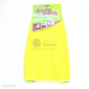 Yellow check microfiber printed dish cloth for home kitchen and restaurant