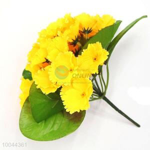 Decorative 25-heads yellow hydrangea fabric artificial flowers