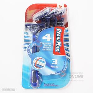 Utility 13cm Disposable Razor with 3 Blades for Man with Non-slip Grip, 4Pieces/Set