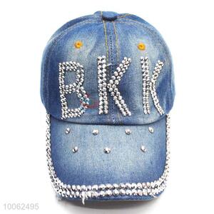 Fashion BKK diamond-studded cowboy hat peak cap washed denim sun-shade hat
