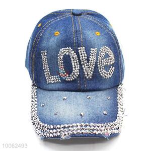 Wholesale diamond-studded cowboy hat baseball hat peak cap for sun-shade