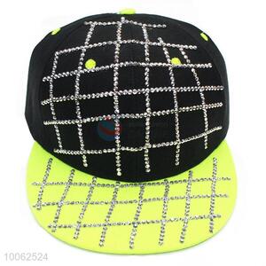 Fashion diamond-studded check style peak cap for outdoor recreational sports