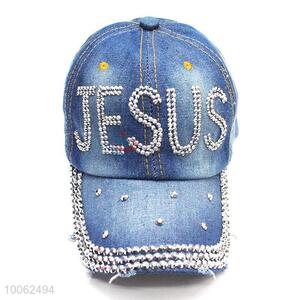 Fashion diamond-studded JESUS cowboy hat peak cap
