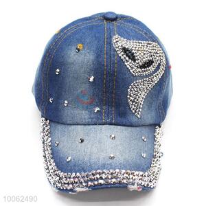 Fashion diamond-studded cowboy hat peak cap for girl
