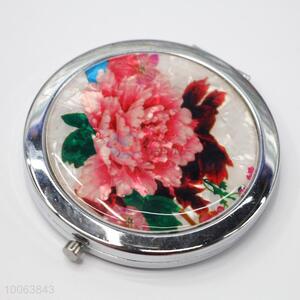 Flower pattern round cosmetic mirror/compact mirror