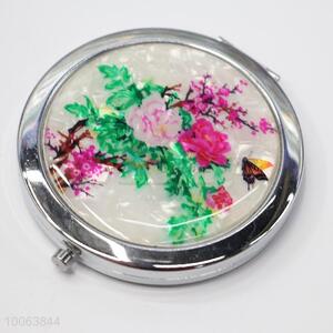 Flower&butterfly pattern round cosmetic mirror/compact mirror