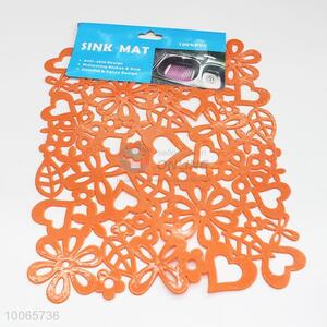 Orange Rectangular PVC Sink Mat