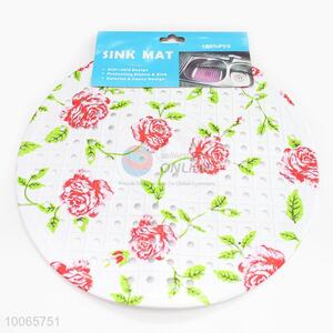 Floral Round Printing PVC Sink Mat