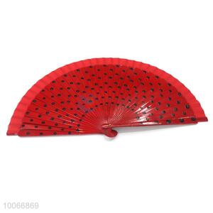 Wholesale red printing wooden fan hand held fans