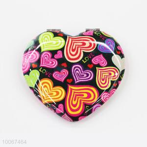 Colorful Heart Pattern Heart Shaped Foldable Pocket Mirror