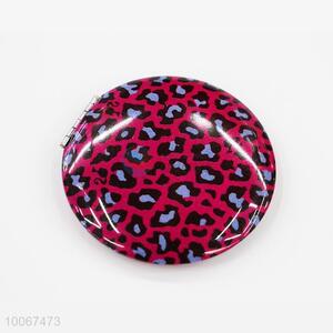 Rose Red Leopard Pattern Round Foldable Pocket Mirror