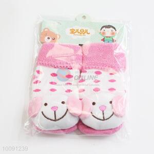Pink Bear Anti Slip Cotton Baby Sock/ Soft Baby Socks