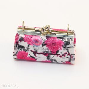 Flower pattern purse/clutch bag/lady bag with metal chain