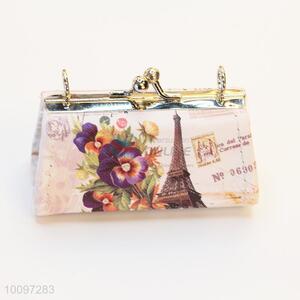Flower pattern PU clutch bag/party bag/purse with matal chain