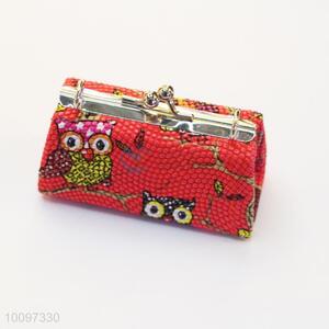 Red owl purse/clutch bag/lady bag with metal chain