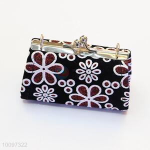 Glitter red flower purse/clutch bag/lady bag with metal chain
