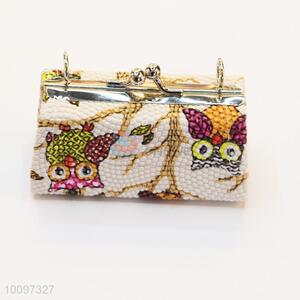 Cute owl pattern purse/clutch bag/lady bag with metal chain