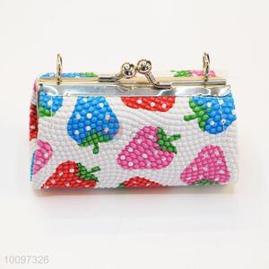 Stawberry pattern purse/clutch bag/lady bag with metal chain
