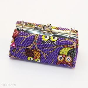 Purple owl purse/clutch bag/lady bag with metal chain