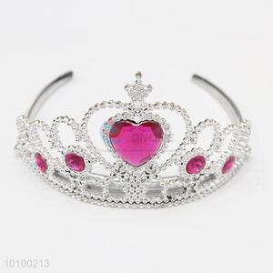 wholesale sliver plated crown with rose red rhinestone