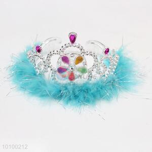Fashion silver plastic tiaras and crown with blue feather