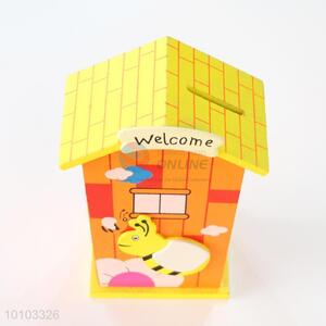 Orange Cartoon Wooden Money Pot Cute Gift for Kids