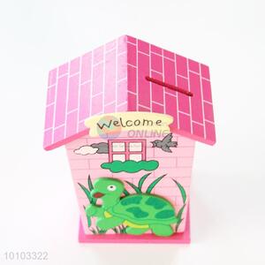 Big Size Pink Cartoon Wooden Money Pot Cute Gift for Kids