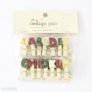 Lovely English Letter Pattern Decoration Wooden Clip Set