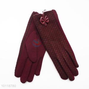 Wine Red Plaid Pattern Mirco Velvet Gloves