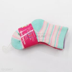 Best Selling Embroidery Socks Warm Napped Hosiery with Stripes