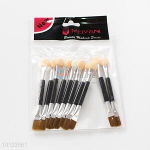 10 pcs  Multifunction  Black and Silvery Handle Makeup Brush for Cosmetic Double Ended Eyeshadow Brush Set