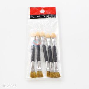 5 pcs Black and Silvery Handle Makeup Brush for Cosmetic Double Ended Eyeshadow Brush Set