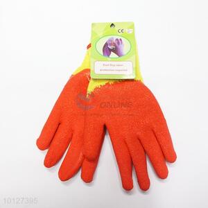 Wholesale cheap anti-slip orange working gloves/latex garden gloves