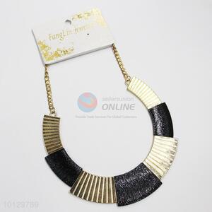 Black sprayed gold textured alloy necklace