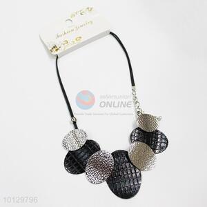 Oval flat textured alloy necklace for sale